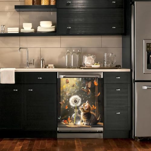 Image of BVBOX Dishwasher Magnet Cover 23 inchx26 inch, Reusable Magnetic Refrigerator Covers, Decorative Magnets Cover Fridge Door Skin Panel Stickers for Home Kitchen Appliance