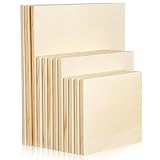 12 Pack Wood Canvas Boards Unfinished Square Wood Panels Paint Pouring Panels for Pouring Art, Crafts, Painting, and Decor, 9x7.5Inch/6x6Inch/4.7x4.7Inch
