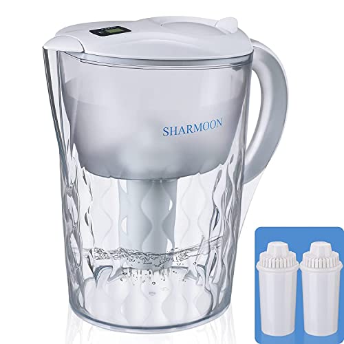 Sharmoon 10 Cup Pitcher Water Filters, 200-Gallon Water Purifier Pitchers With 2 Replacement Filters, Bpa Free, Water Filter Dispenser For Drinking And Tap Water #TOP24