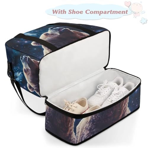 Large Weekender Overnight Bags Galaxy Animal Bear Travel Duffel Bag for Women Men Gym Bag With Shoe Compartment Foldie Travel Tote Bag Carry On Personal Item Bag for Travel Gym Sports4