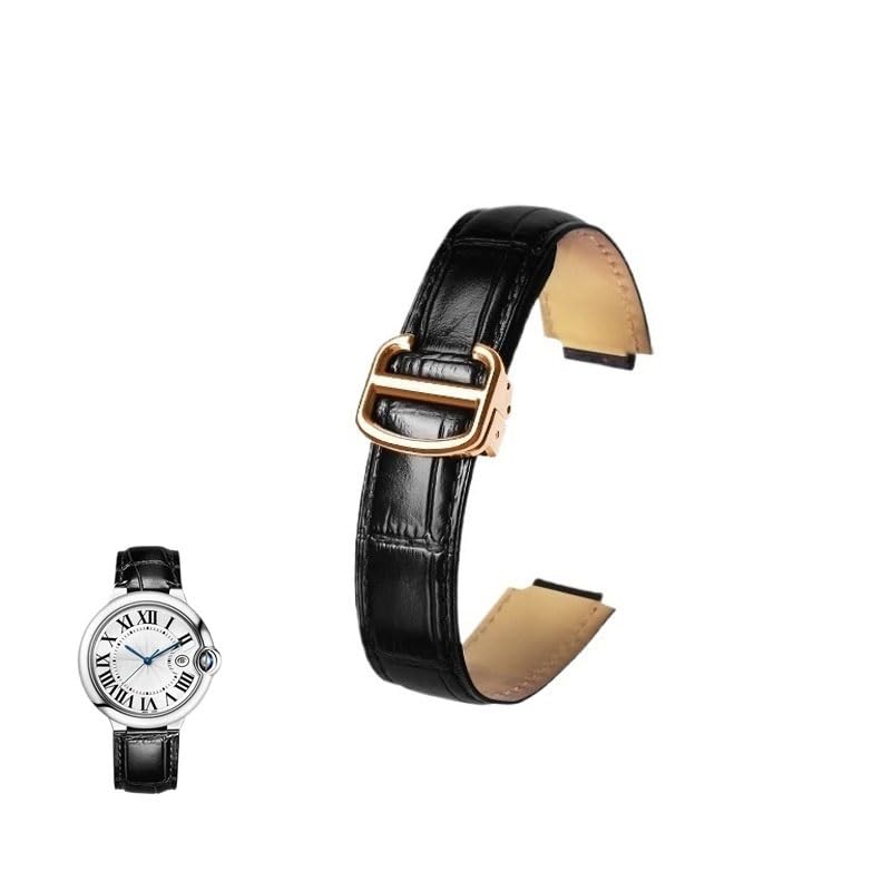 Bracelet montre convexe cuir véritable noir pour restaurer l'élégance de votre montre