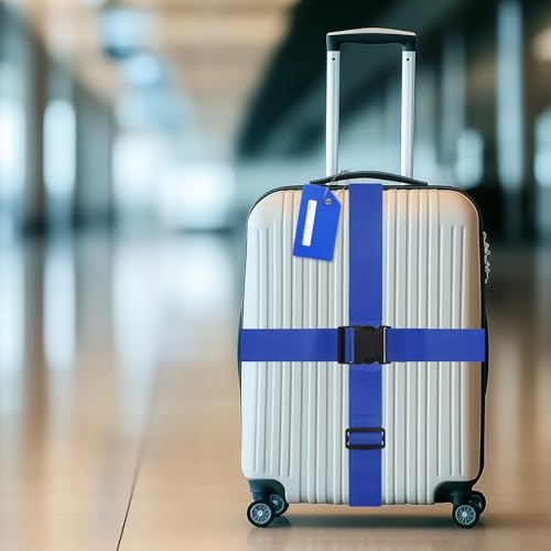 Image of M METERXITY 2-Sets Luggage Straps TSA Approved, Travel Straps for Luggage Suitcase Tags Set, Adjustable Suitcase Belt [Dark Blue]