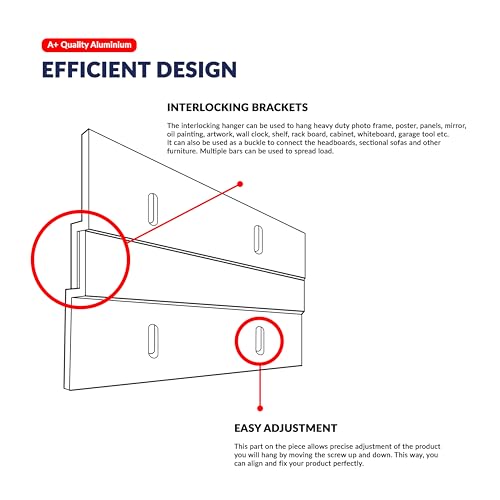 Image of French Cleat Hanger Kit 2 inch 4 Pairs 30 lb Z Hanging Heavy Picture Mirror Frame Wall Mounting Bracket Aluminum Hardware Duty Hooks Drywall Clips Large Canvas Painting Headboard Whiteboard