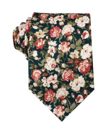 Image of OTAA Floral Necktie Casual Ties for Men - Perfect Neck Tie for Groomsmen Wedding Ties or Formal Occasions