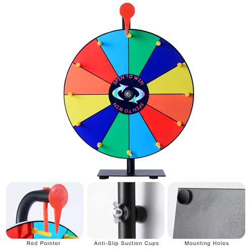Image of 12 Slots Prize Wheel,12 Inch Prize Wheel Spinner with Stand and Heavy Duty Base,Spinning Wheel for Prizes,Spin The Wheel for Fortune Spinning Game Carnival & Engaging Home Parties,Tradeshow.
