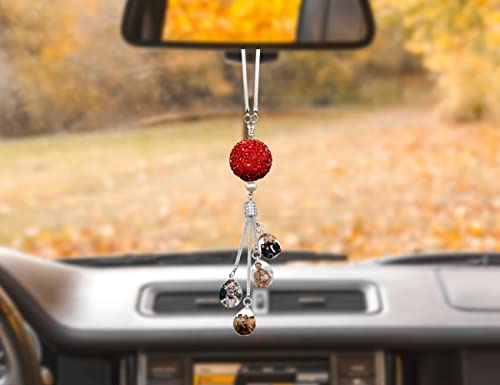 Folhaoth Personalized Photo Pendant Bling Car Mirror Accessories For Women Men Bling Love Heart Ball Crystal Car Rear View Mirror Charms Lucky Hanging Accessories #TOP6