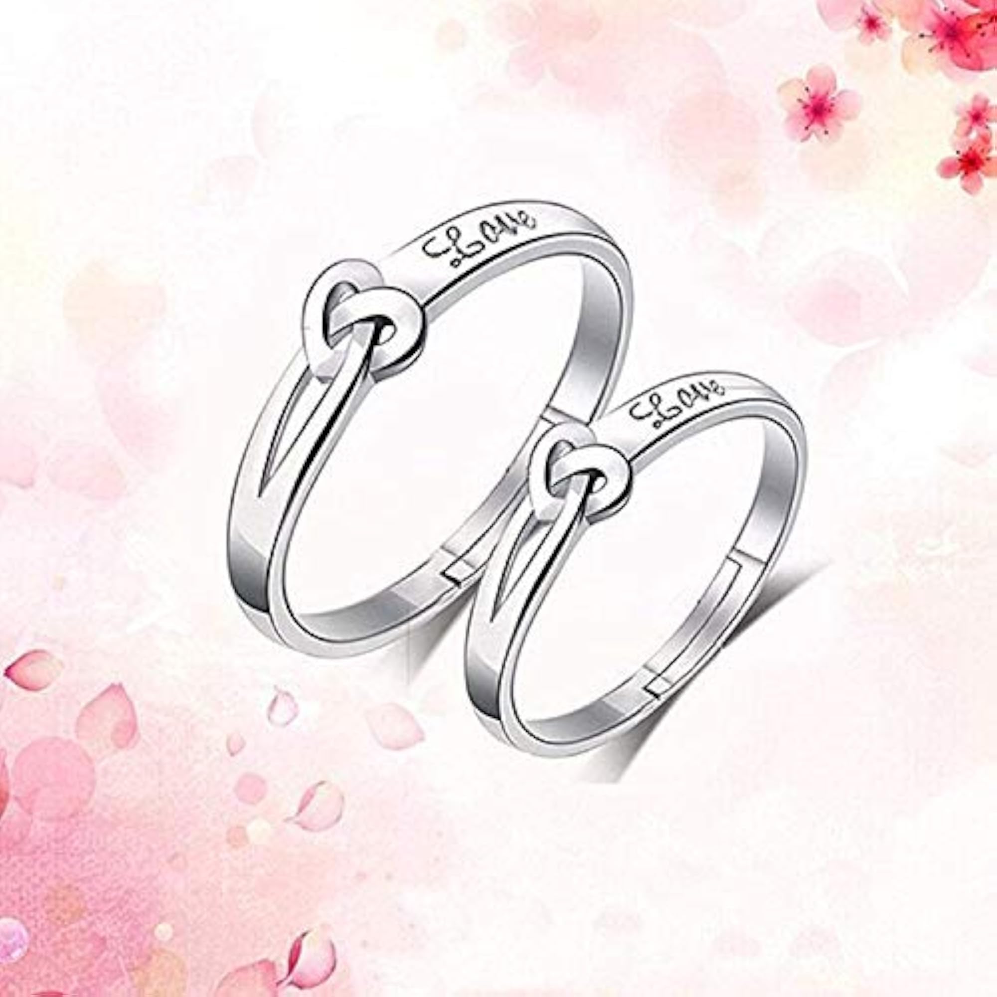 Heart Love Silver Adjustable Couple Finger Ring (FRCO1103116R)