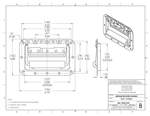 Tch 500-110AZ1900 Hardware Medium Spring Loaded Steel Recessed Handle With Padded Grip Case Chest Cabinet Speaker Box thumb #1