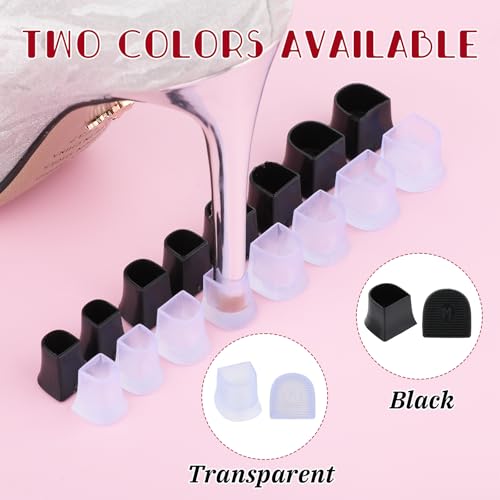 Image of 8 Pairs Heel Caps for High Heels Noise Reducing High Heel Protectors Non-Slip Heel Covers for Walking on Grass and Uneven Road (4 Sizes,Black,Transparent)