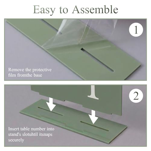 AceOrbit Sage Green Wedding Table Numbers 1-20 with Stands 5" x 7" Green Acrylic Wedding Signs with Holder Elegant Arch Numbered Signage Tabletop Reception Sign for Anniversary, Banquet, Event Decor by AceOrbit - Image 4