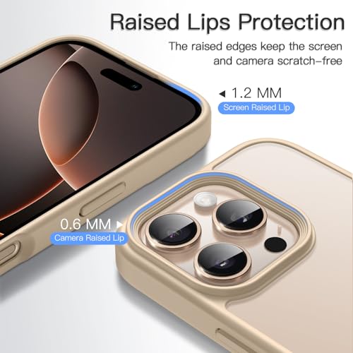 Image of JETech Matte Cover Case for iPhone 16 Pro Max 6.9-Inch, Shockproof Military Grade Drop Protection, Frosted Translucent Back Phone Cover, Anti-Fingerprint (Desert Titanium)