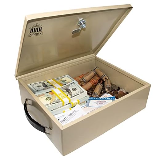 Nadex Steel Security Chest, Fire Retardant Box with Lock and Key | 14.5 x 11 x 4 Inch Fire Security Chest Internal 12-3/16" x 10-3/16" x 3-1/2"