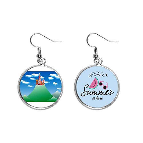 Pendientes de sandía con esmalte fino de nube y castillo estilo chino francés