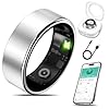 Smart Health Ring for Women Men Fitness Tracker with Heart Rate, Blood Oxygen, Blood Pressure, Sleep Monitoring, Step Counting, IP68 Waterproof for iPhone and Android, No APP Fee, Silver 9