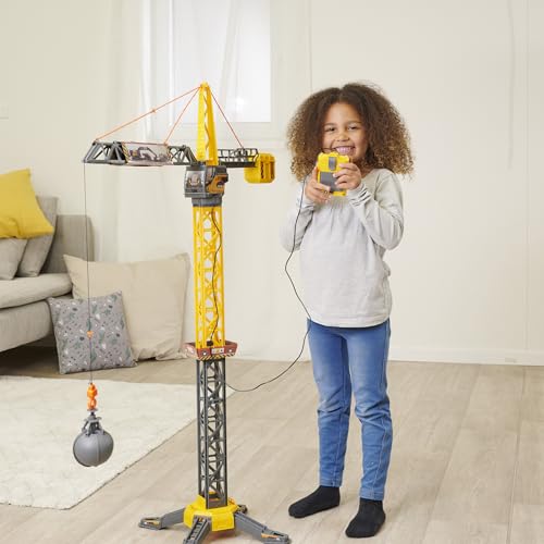 Dickie Toys Mighty Crane (110 cm) - Spielzeug Kran mit 360°-Drehung, Abrissbirne & Greif-Funktion - Ferngesteuerter Kran Spielzeug für Kinder ab 3 Jahre mit Kabel-Fernbedienung - 203729022