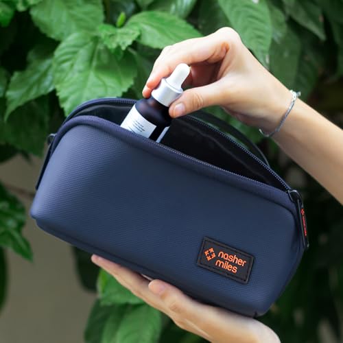 Image of Nasher Miles Dock Toiletry Kit 180 Opening Cosmetic Bag | Polyester Travel Pouch Organizer | Multipurpose Storage Compartments & Carry Handle | Travel Accessory for Men & Women (Blue)