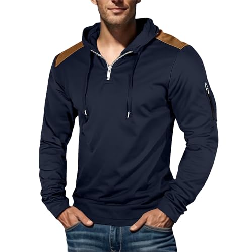 Sweat à capuche 1/4 zip homme manche longue sweat-shirt