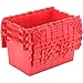 Plastic Attached Lid Shipping & Storage Container, 25-1/4x16-1/4x13-3/4, Red