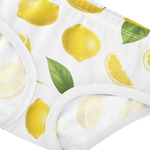 Yellow Lemons Green Leaves White Toddlers Underwear Floral 2t Cotton Girl Panties Cute Bright Undies Kids Briefs4