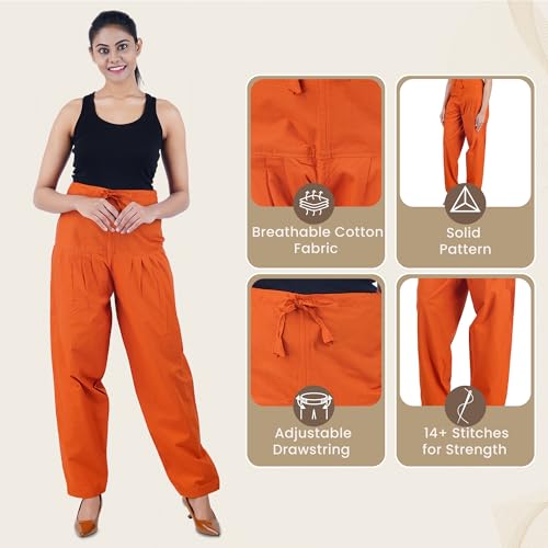 Image of Happy Bunny Salwar Pant for Women, Fine Cotton Ethnic Trousers with Drawstring Waist, Comfortable Daily, Office & Casual Wear Bottoms