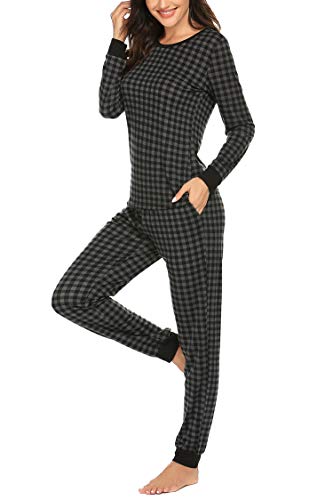Ekouaer Womens Pajamas Sets Long Sleeve Tops with Jogger Pants Soft Pjs Lounge Set Outfits with Pockets2