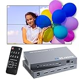 Riuiin 4K 30HZ 2x2 Video Wall Controller, HDMI Input with 12 Modes, 180° Rotation, Edge Masking, Audio, IR Remote and 2x2,1x2,1x3,1x4,2x1,3x1,4x1 Modes, 4 tv Screens into 1 Wall Display