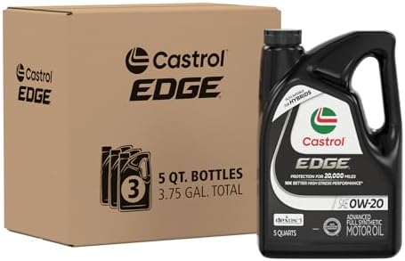 Castrol EDGE 0W-20 Advanced Full Synthetic Motor Oil, 5 Quarts, P...