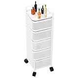 Canastas de almacenamiento de 5 niveles, multiusos, giratorias, de metal, con ruedas, de malla desmontable, para patatas, frutas y verduras, organizador de estantes, estante de cocina con ruedas