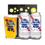 Pabst Blue Ribbon American Pale Lager Gift Set with PBR Glass (2 Pack)