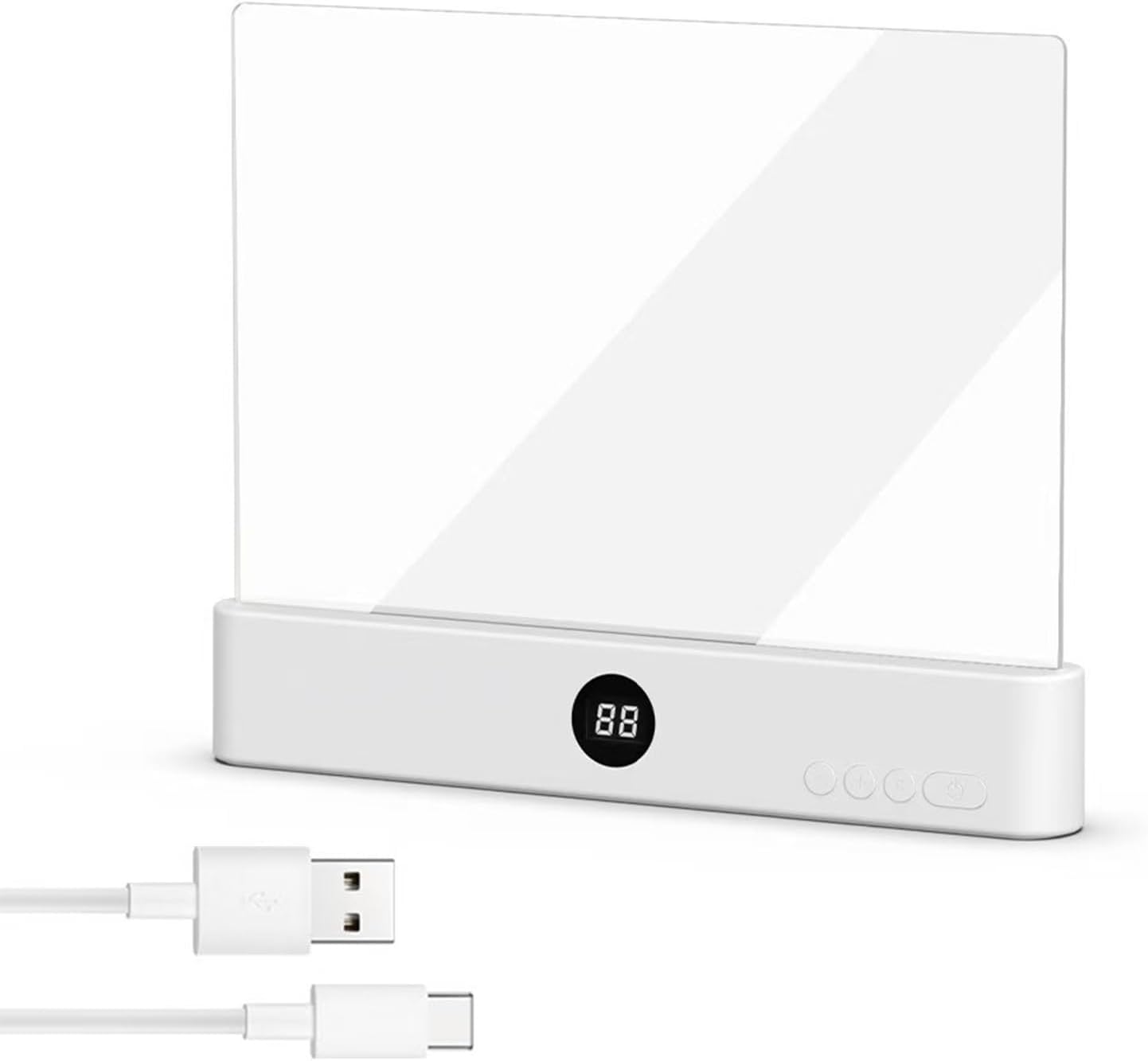 Book Light, Rechargeable LED Tablet Reading Light, Three-Color Adjustable with Timer, Portable Tablet Reading Light, LED Drawing Board, for Nighttime Bedside Reading,Travel, Study (White)