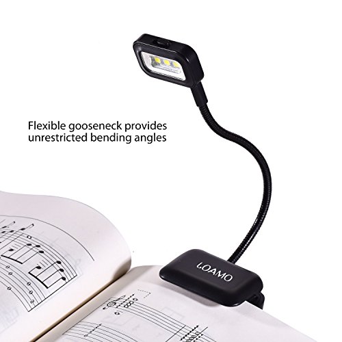 LOAMO Book Light Clip-On LED Reading Light Flexible Neck with 2 Levels of Lumen Intensity for Nook, eBook Readers, Tablet, Book, Textbook and More