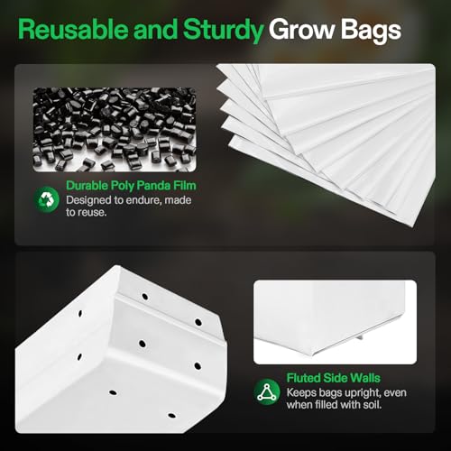 Image of VIVOSUN 50-Pack 2 Gallon Plastic Grow Bags for Plants, Black & White