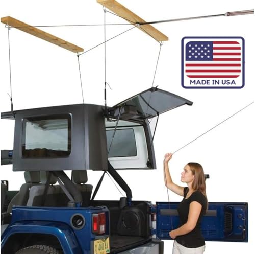 HARKEN - Truck Cap Overhead Garage Storage Hoist, Self-Leveling, Safe Anti-Drop System, Easy One-Person Operation, Smart Garage Organization