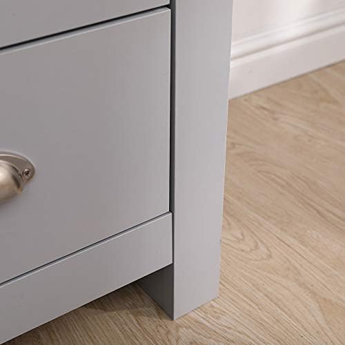 HMD Modern 2+2 Chest of Drawers Storage Unit Cabinet w/Metal Handle Bedroom Living Room Furniture (grey+oak)