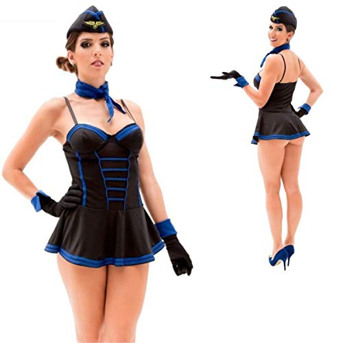 Fantasia Comissária Atraente Fiorella (M, Preto)