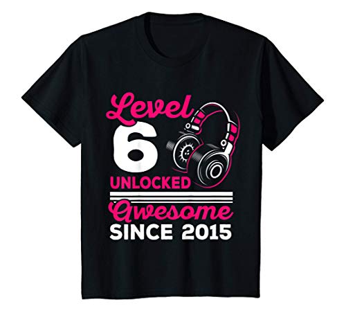Niños Gamer Girl 6 Awesome Since 2015 Video Game 6th Birthday Camiseta