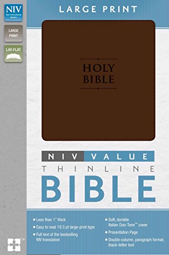 NIV, Value Thinline Bible, Large Print, Imitation Leather, Brown