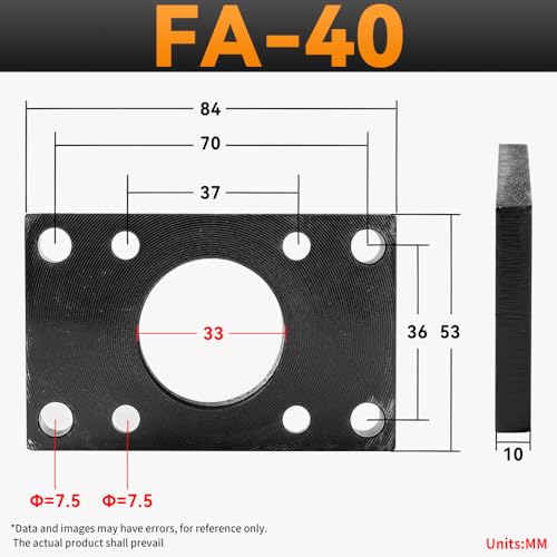 Image of SC Cylinder FA-40 Accessories Square Flange Plate Cylinder Diameter Universal Fitting mounting Plate Fixing Frame with 4 Screws