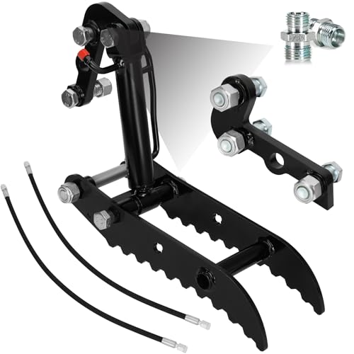 Mini Excavator Hydraulic Thumb Compatible with Typhon&Agt Mini Excavators under 3 Tons 3-Hole Hydraulic Thumb for Chinese and L-Bracket Classic Mini Excavators with L-Shaped Bracket&2 Hydraulic Hoses