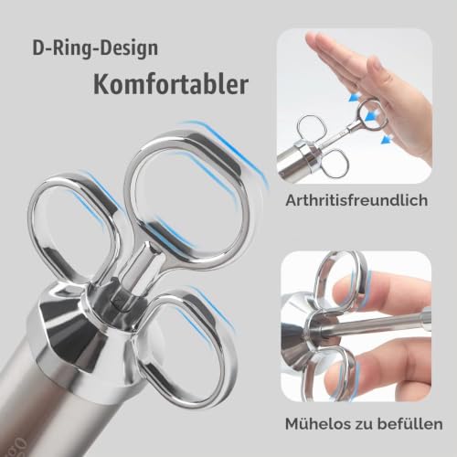 Ofargo Fleischspritze,marinadenspritze mit 3 Nadeln für Zum Einspritzen der Sauce in die Große Fleischstücke, Zum Beispiel Schweinshaxen… – Ansicht 2