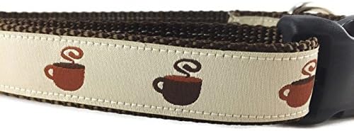 Coffee Dog Collar, Caninedesign, Mocha, 1 inch Wide, Adjustable, Nylon, Medium and Large (Coffee, Large 15-22")