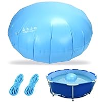 QWORK® Winter Poolkissen 120CM mit 2 Befestigungsseilen - Luftkissen für Poolabdeckung - Kältebeständiges PVC - 4 Verstärkte Ösen - Aufblasbar und Faltbar