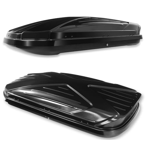 Car Roof Box 450L Capacity Extra-Large Hard Roof Cargo Carrier with Security Keys & Dual Side Opening Waterproof Rooftop Luggage Storage Box for Car SUV Van Fits Most Cars (Black)