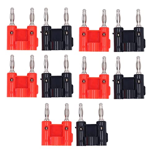 LANTRO JS - 10 pièces double fiche banane couplage fiche banane connecteur jack adaptateur rouge + noir 4mm