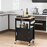 【Auf Robustheit und Langlebigkeit ausgelegt】 Die Arbeitsplatte dieser rollenden Kücheninsel besteht aus Gummibaumholz, das robust und leicht zu reinigen ist. Zusätzlich ist dieser Küchenwagen auch aus hochwertigem MDF und starken Massivholzbeinen gefertigt, was diesen Wagen stabil und langlebig macht.