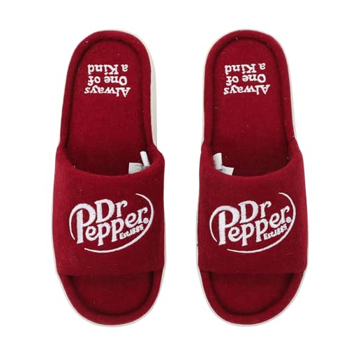 Bioworld Dr Pepper Always One Of A Kind Men's Red Slide Slippers -Small