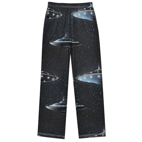 Boy's Pants Spaceship Star Jogger Pants Elastic Waist Long Bottoms Trousers with Pockets 6-14 Years