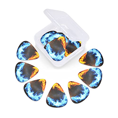 Lot de 12 médiators pour guitare électrique et acoustique – Motif abstrait – Rouge – Bleu feu – Avec boîte - Les Beatles, Paul McCartney, John Lennon, RIngo Starr, George Harrison Lot de 12 médiators pour guitare électrique et acoustique - Motif abstrait - Rouge - Bleu feu - Avec boîte – Image 4