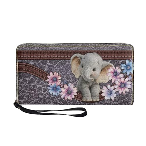 Image of Bulopur Floral Elephant Wristlet Wallet for Women Large Capacity RFID Phone Holder Clutch Purse Long Wallet Credit Card Holder Coin Money Clip PU Leather Zip Around Clutch Wallets