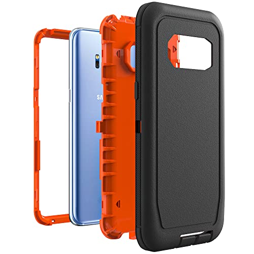 Image of Case for Galaxy S8 Plus, Heavy-Duty Tough Rugged Shockproof Drop Protective Cover Cases for Samsung Galaxy S8 Plus, Black+Orange